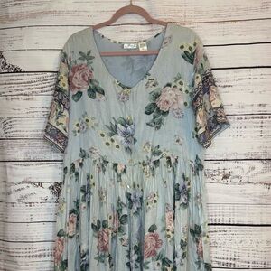 Vintage Cotton Midi Floral Dress